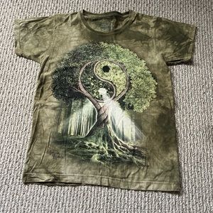 Green Ying Yang Tree of Life Graphic Tee
